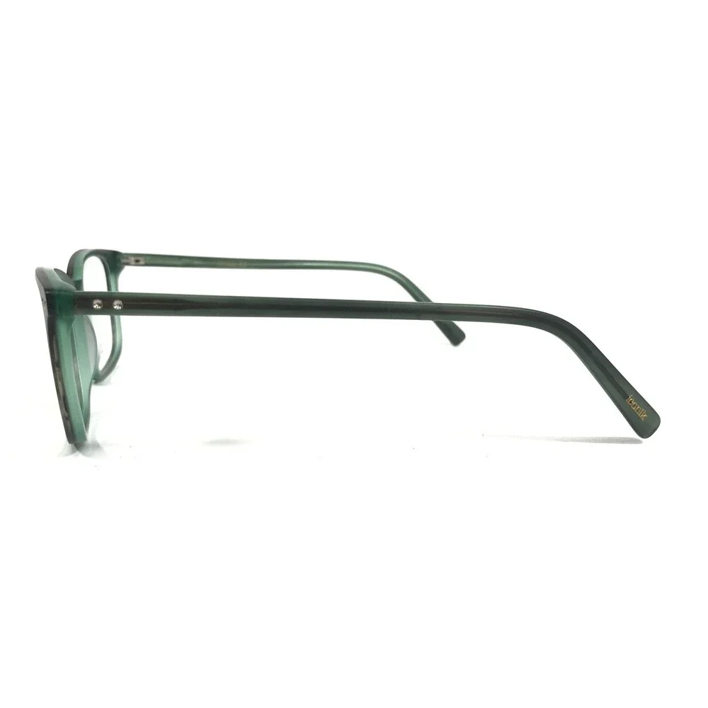 Iconik Eyeglasses Frames Derek C4 Green Tortoise Square Horn Rim 52-19-140